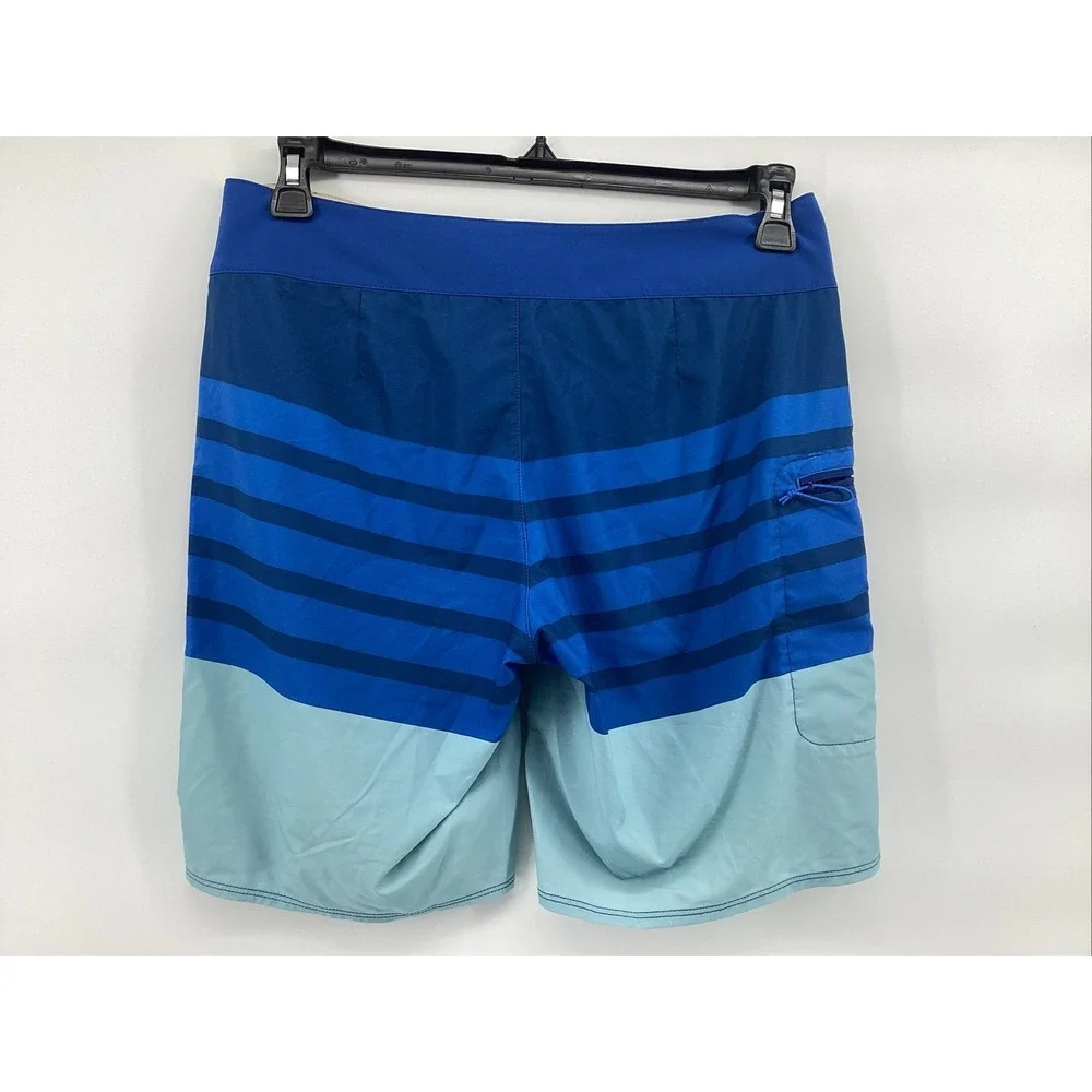 PATAGONIA Stretch Planing Boardshorts Blue Striped Swimming Trunks Men's Size 30